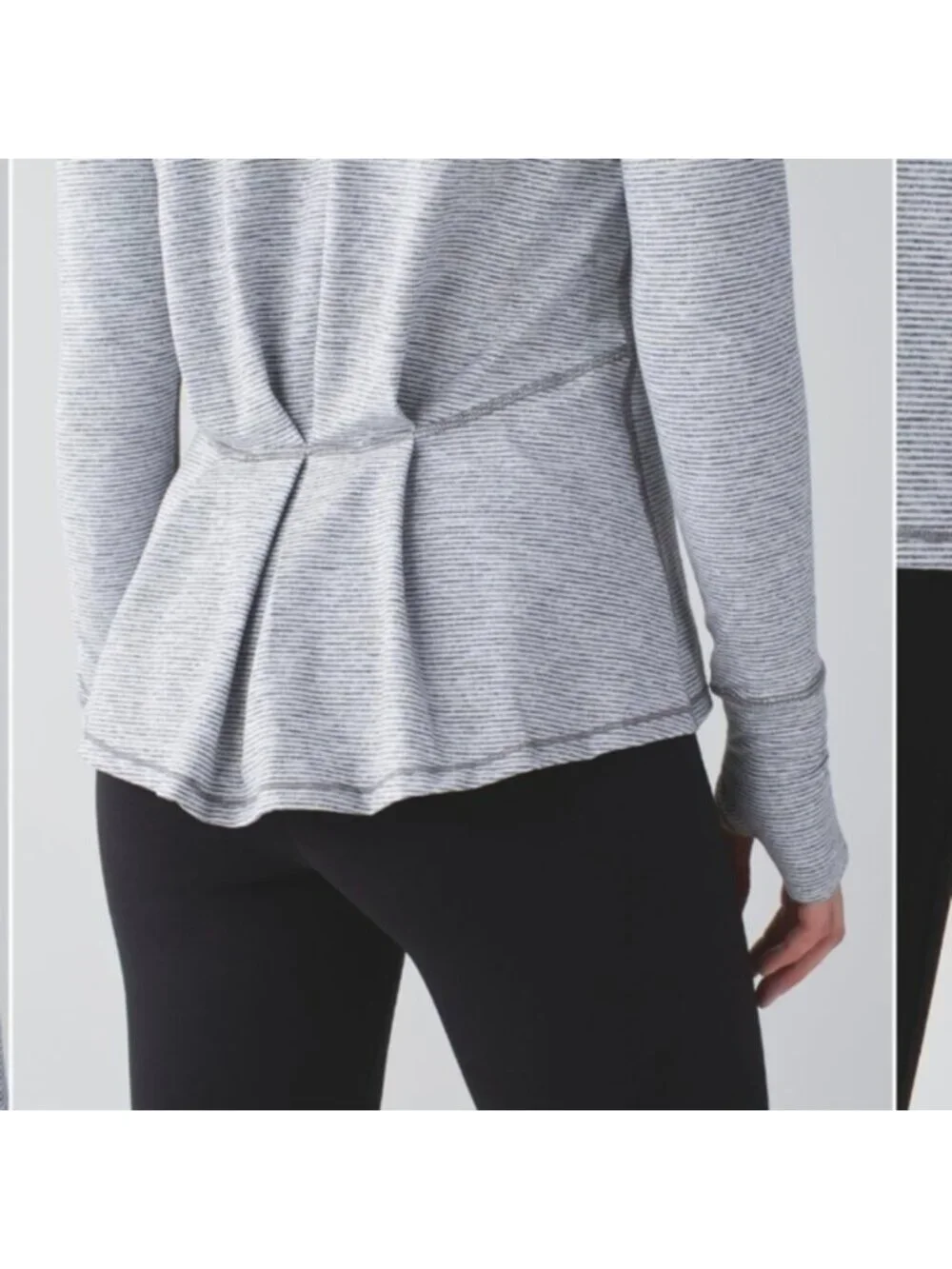 Lululemon Warm Your Core Long Sleeve Tee Tonka Stripe Heathered Slate White